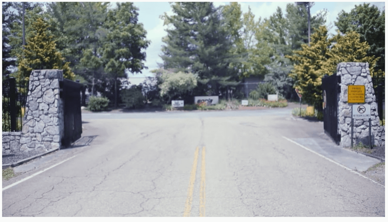 Entry driveway to a company campus