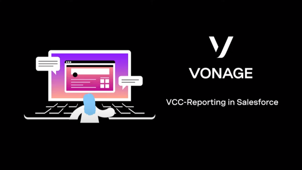Salesforce의 Vonage Contact Center 보고 Cover slide for VCC reporting in Salesforce demo video