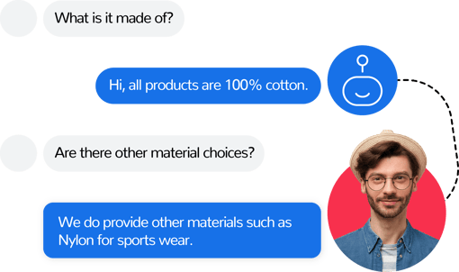 Chat options Two-way chat depicting material selection